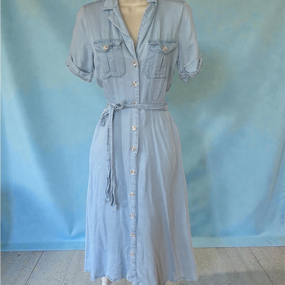 LuLu’s Light Blue Button-Up Midi Dress -